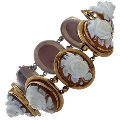 Bracciale e anello con cammeo rosa