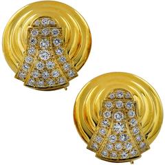 2 Carat Diamonds Yellow Gold Disc Earrings 3