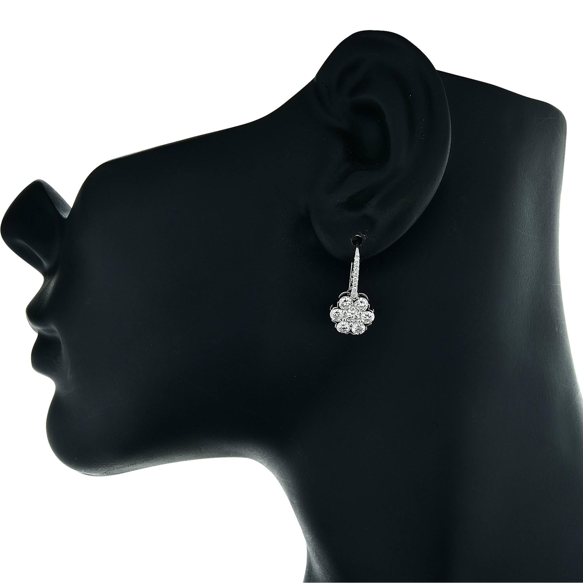 Modern 1.95 Carat Diamond White Gold Cluster Earrings