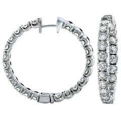 8 Carats Diamonds White Gold Hoop Earrings