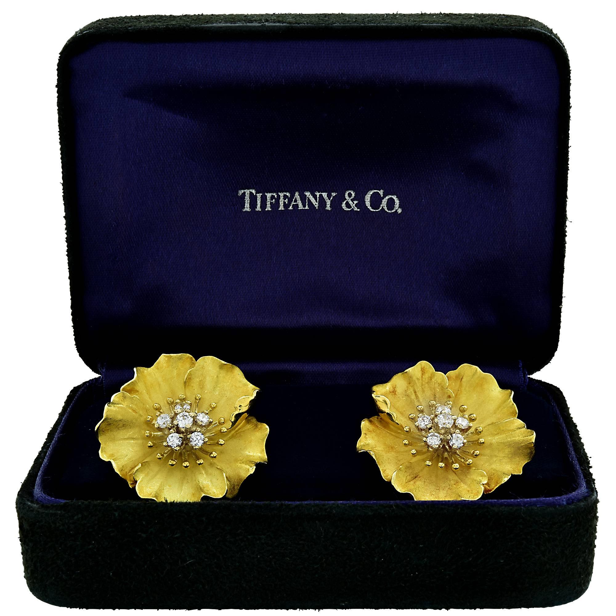 Tiffany & Co. Alpine Rose Diamond Earrings In Excellent Condition In Miami, FL