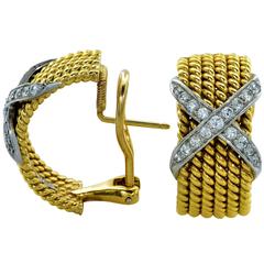 Tiffany & Co. Schlumberger Diamond and Gold Earrings