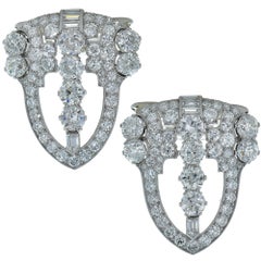 Antique Raymond Yard Art Deco Diamond platinum Dress Clips