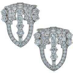 Raymond Yard Art Deco Diamond platinum Dress Clips