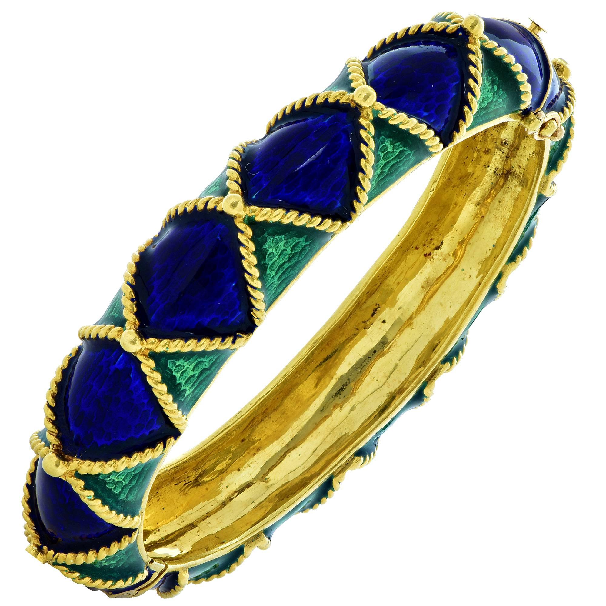 Peacock Enamel Gold Bracelet