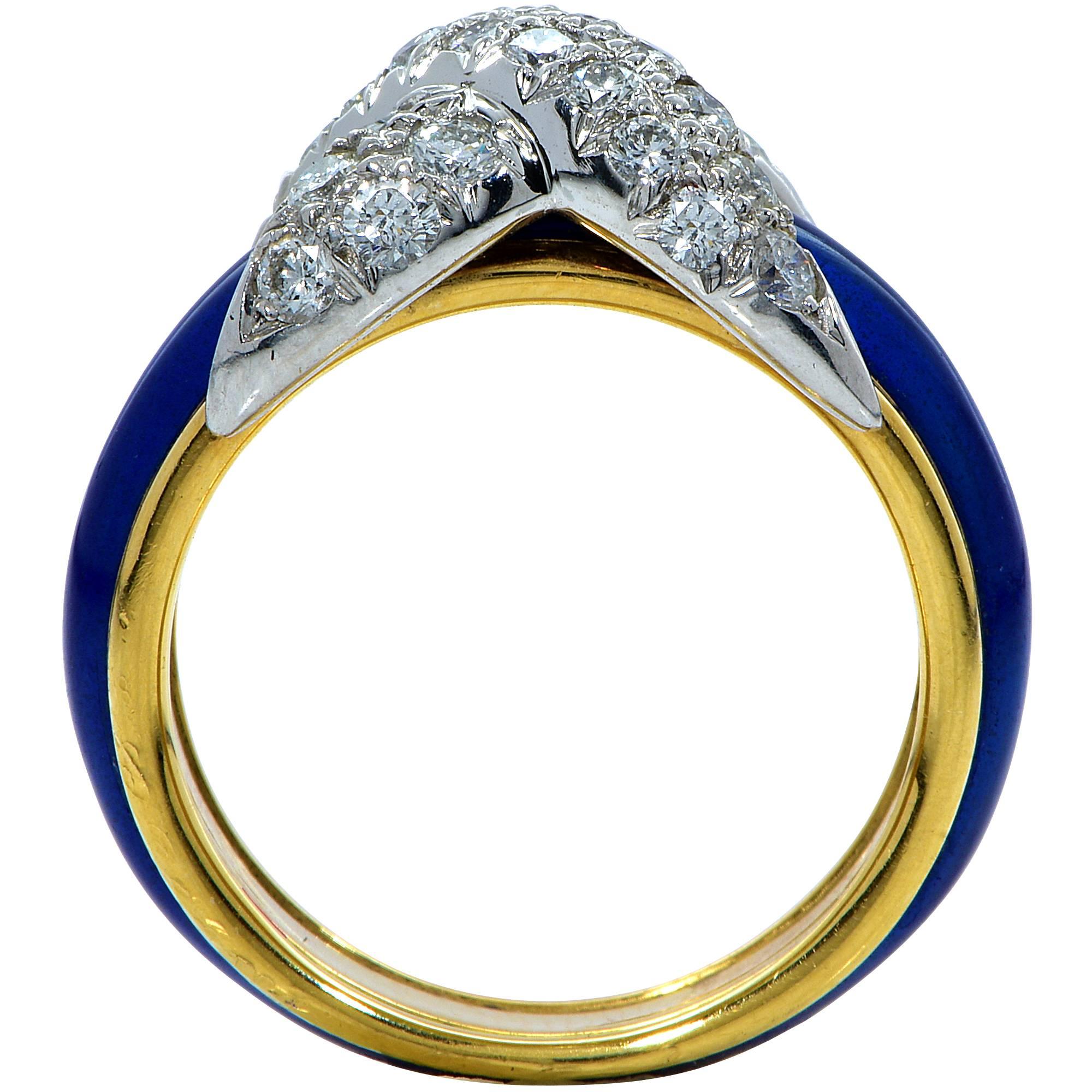 Women's Tiffany & Co. Schlumberger  Diamond Enamel Gold Ring