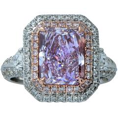 GIA Certified 3.34 Carat Fancy Pinkish Purple Diamond Engagement Ring