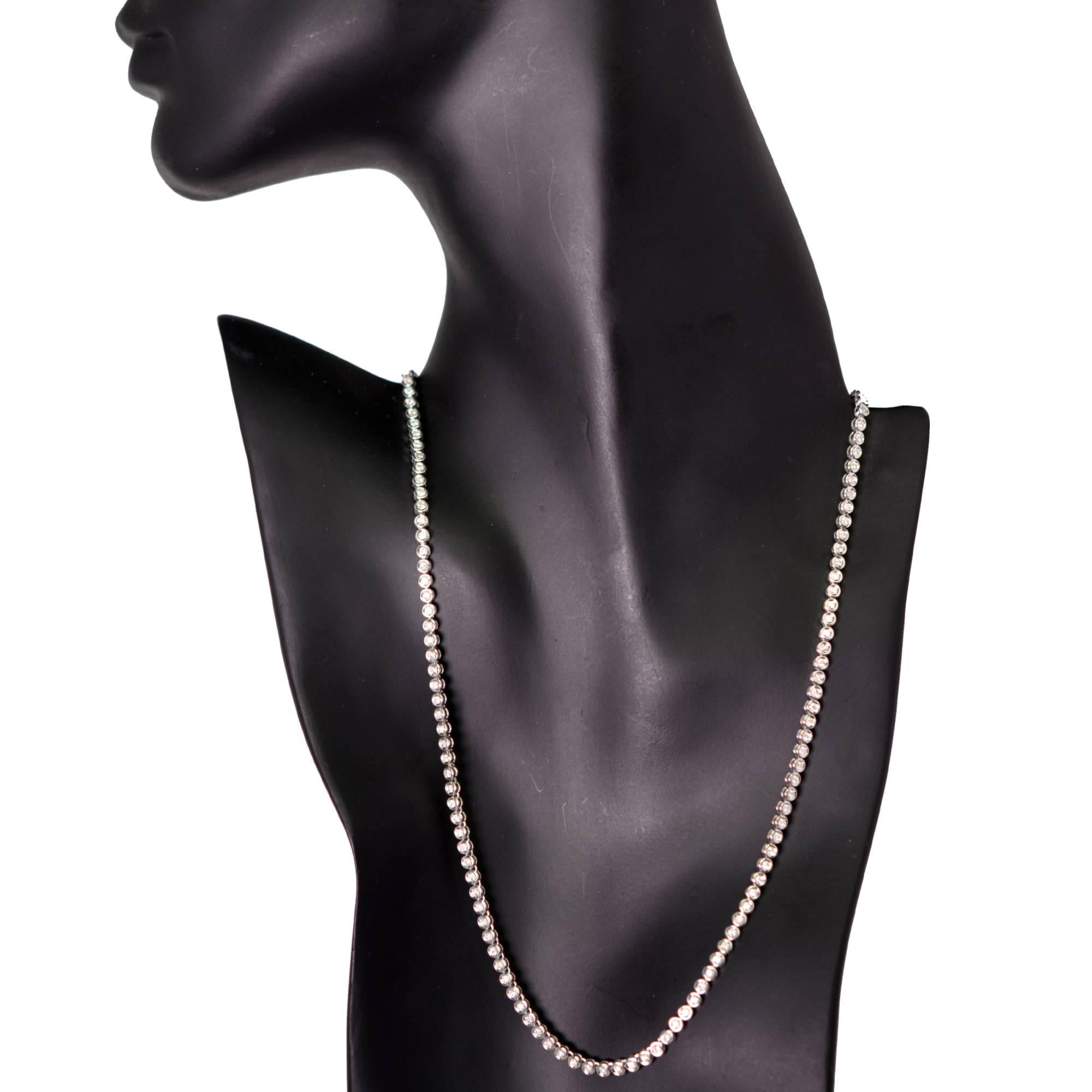 Modern 3.28 Carat Diamond Tennis Necklace