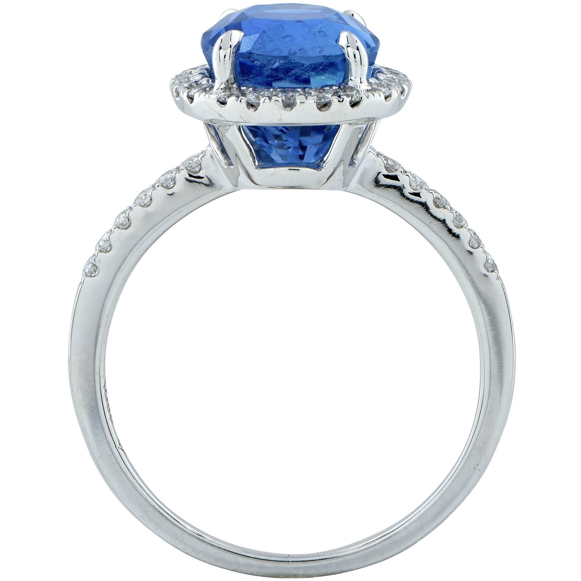 Modern GIA Graded 5.03 Carat Sapphire Diamond Engagement  Ring