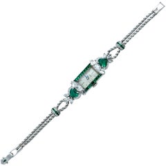Raymond C. Yard platinum diamond Emerald wristwatch