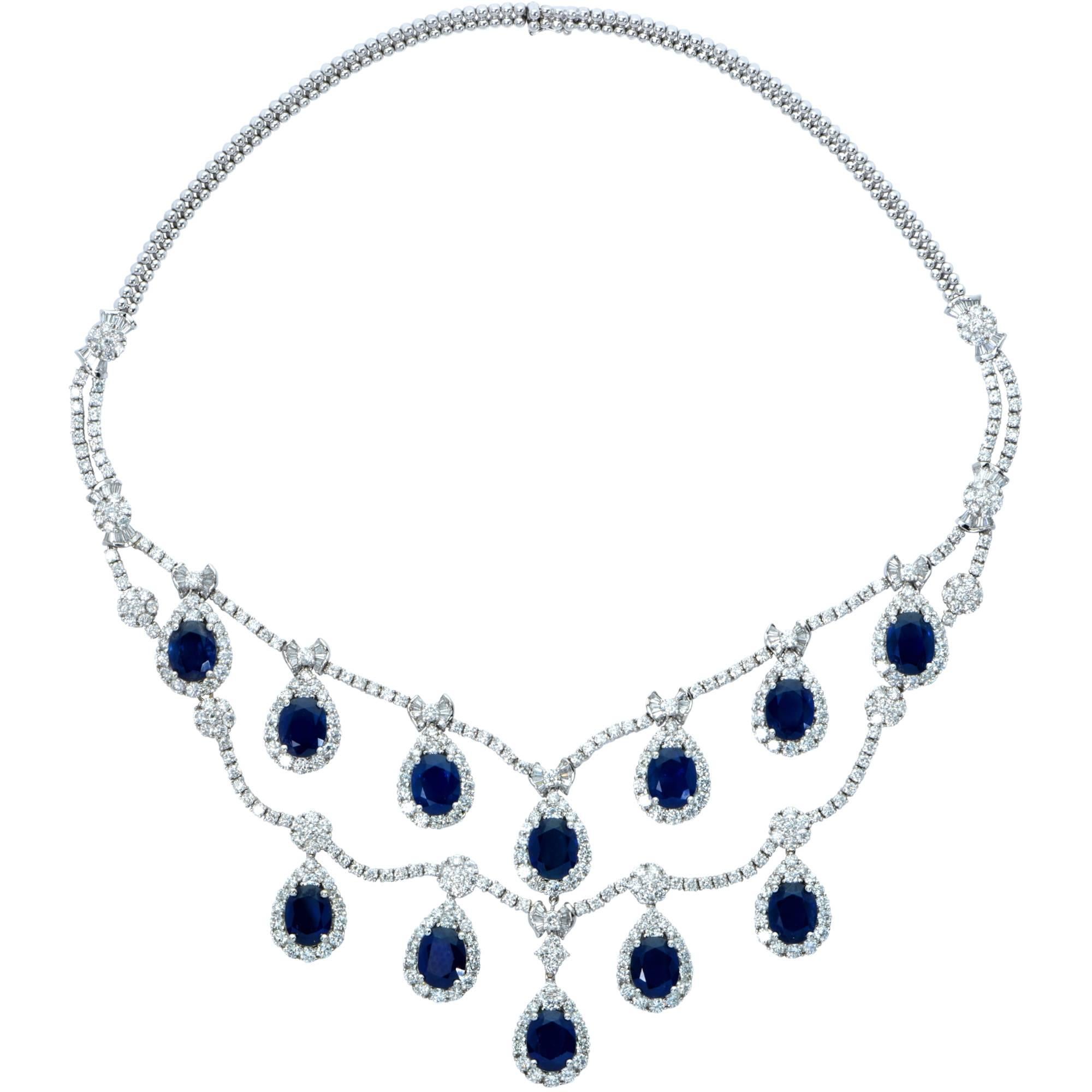 sapphire and diamond necklace and earrings