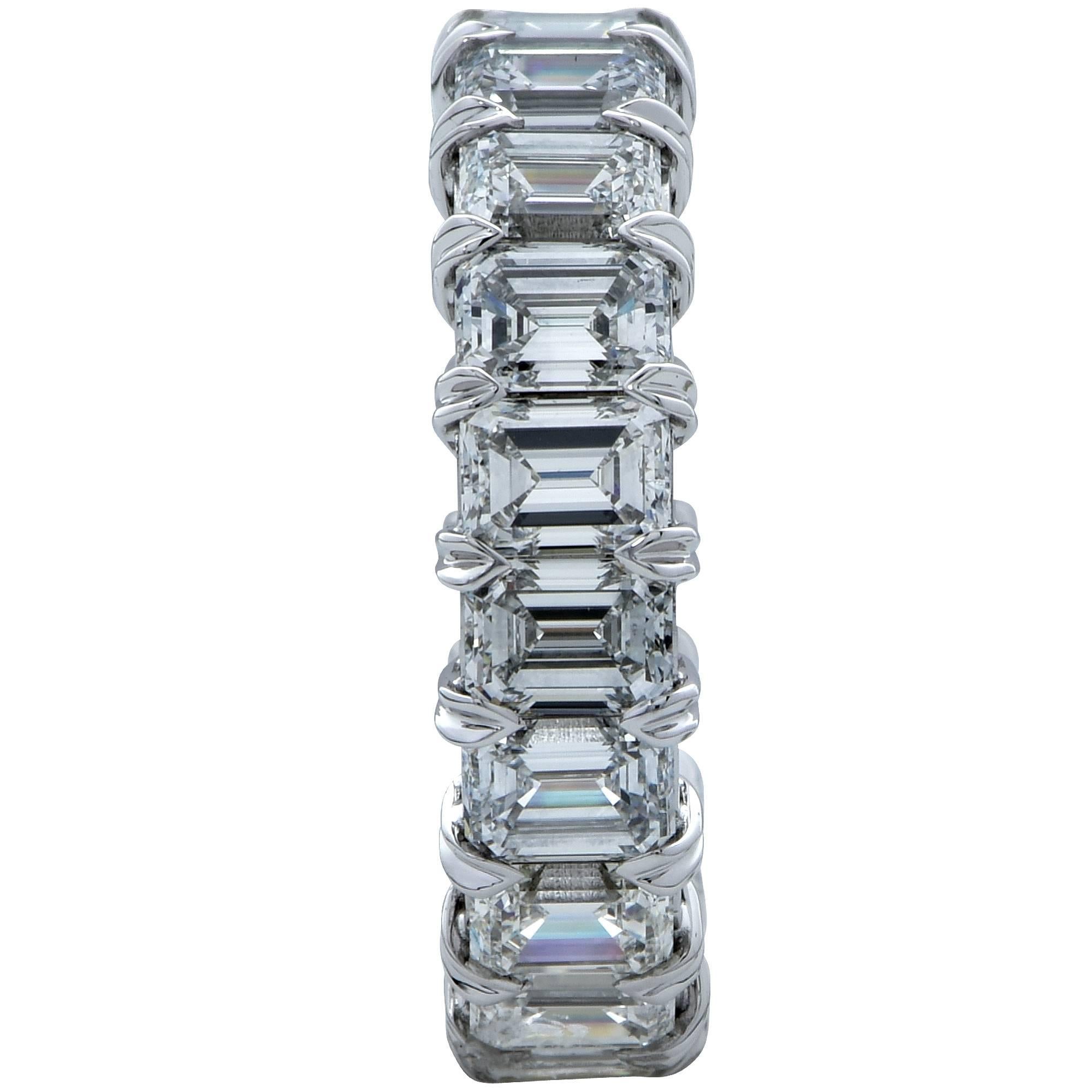 Modern Vivid Diamonds 5.07 Carat Emerald Cut Diamond Eternity Band