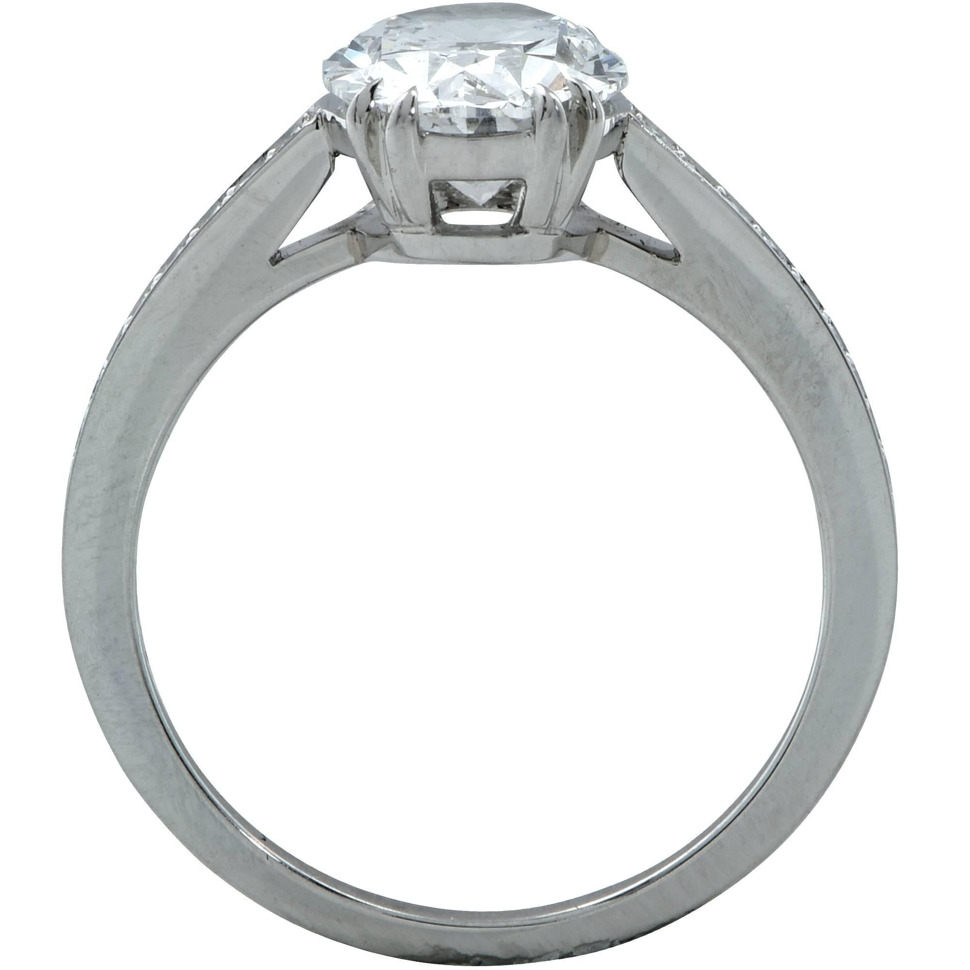 Modern Vivid Diamonds GIA Graded 2.00 Carat F/SI1 Oval Cut Diamond Engagement Ring