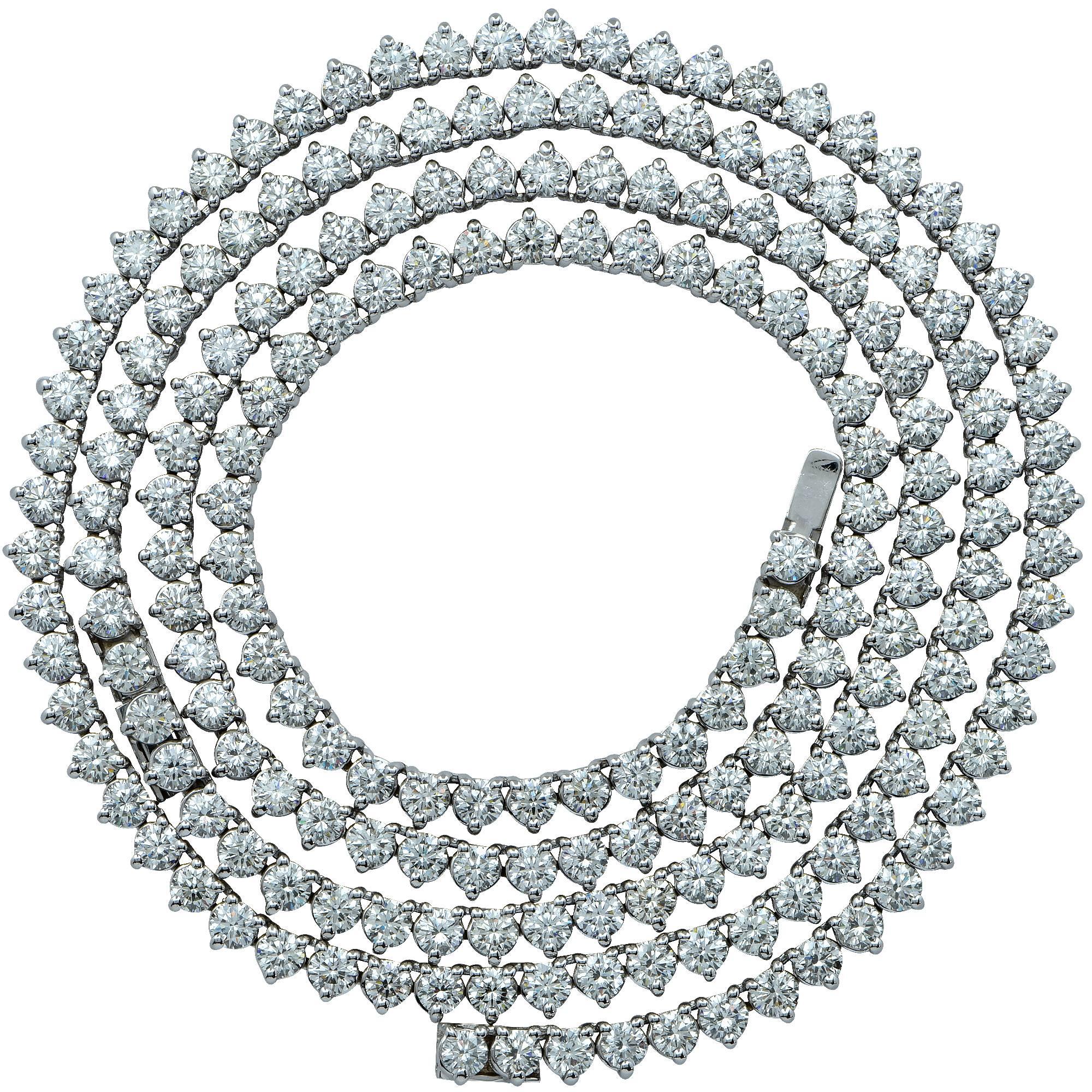 36 Carat Total Weight Platinum Diamond Double Necklace