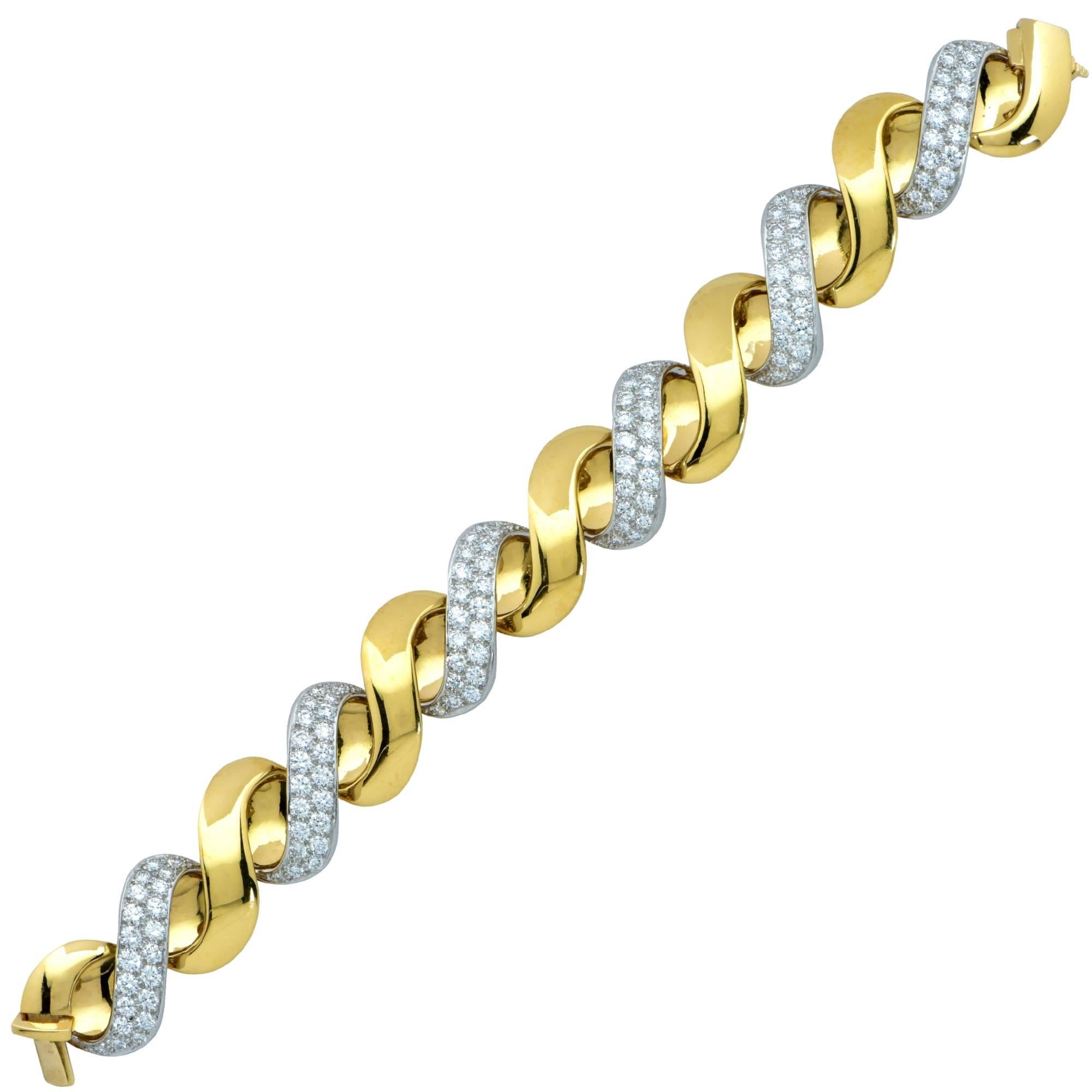Oscar Heyman 18 Karat Yellow Gold and Diamond Bracelet