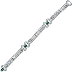 5.20 Carat Art Deco Diamond and Emerald Bracelet