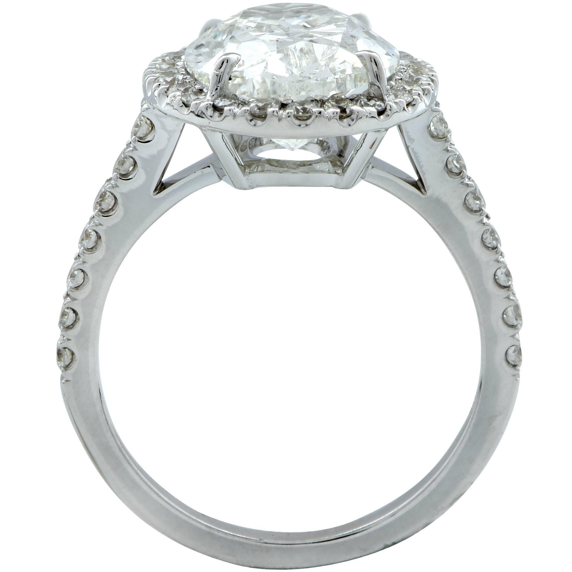 5.02 Carat Oval Cut Diamond Halo Engagement Ring In New Condition In Miami, FL