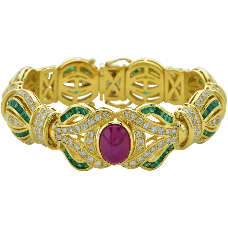 Giovane Diamond, Ruby and Emerald Bracelet at 1stDibs