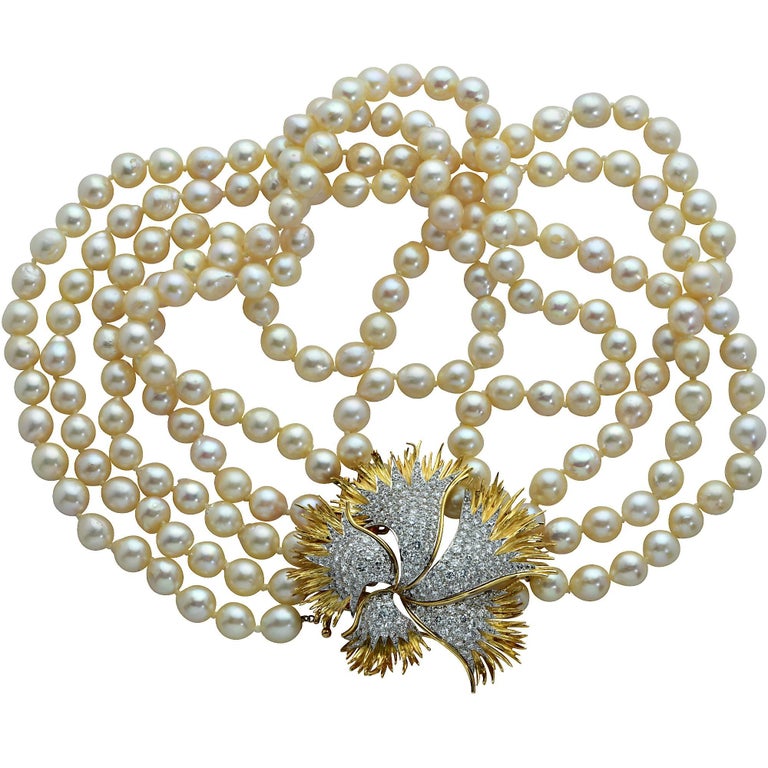 Diamond And Pearl Necklace For Sale At 1stdibs