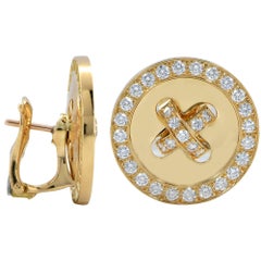 Van Cleef & Arpels 18 Karat Yellow Gold Diamond Boutonniere Earrings