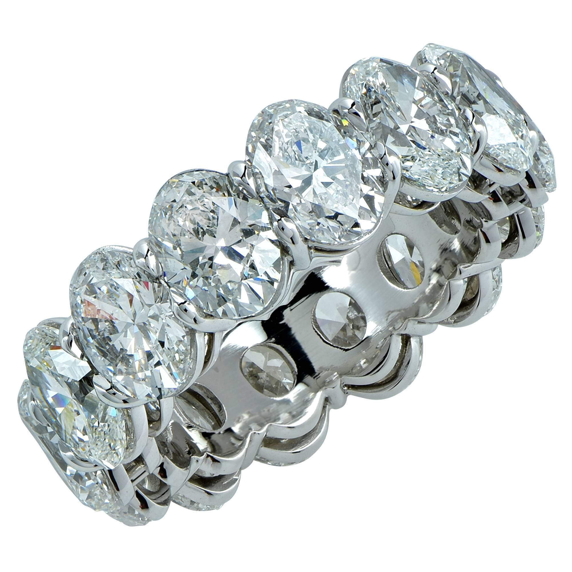 Vivid Diamonds GIA Certified 9.97 Carat Oval Cut Diamond Platinum Eternity Band