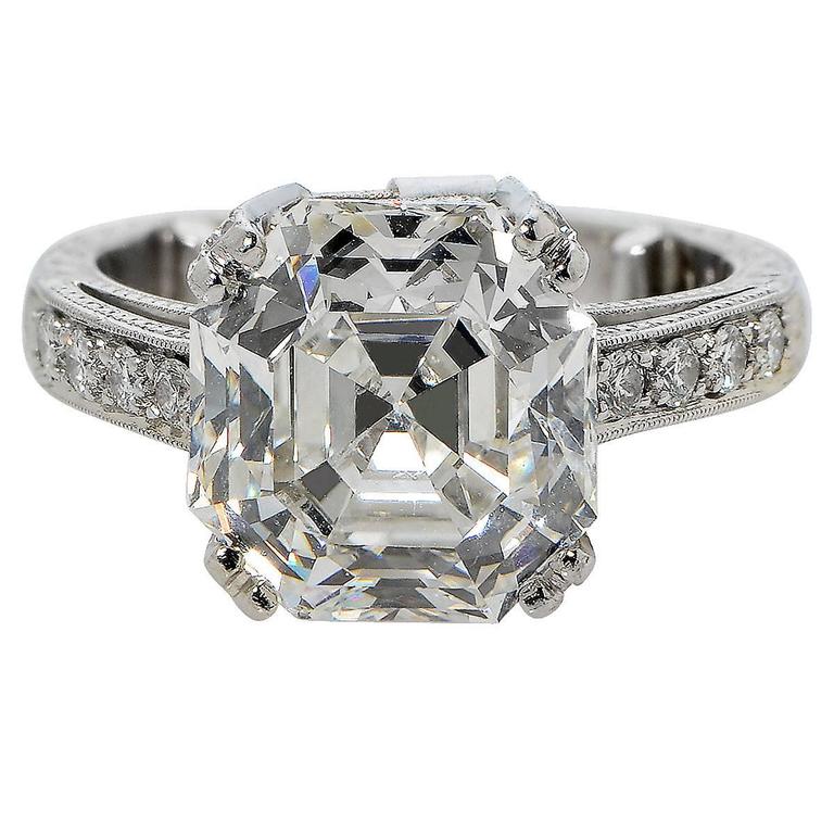 6.32 Carat GIA Certified Asscher Cut Diamond Platinum Engagement Ring ...