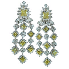 White and Yellow Diamond Chandelier Earrings