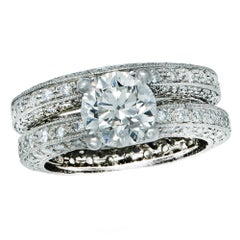 1.41 Carat Diamond Engagement Ring and Wedding Band Set