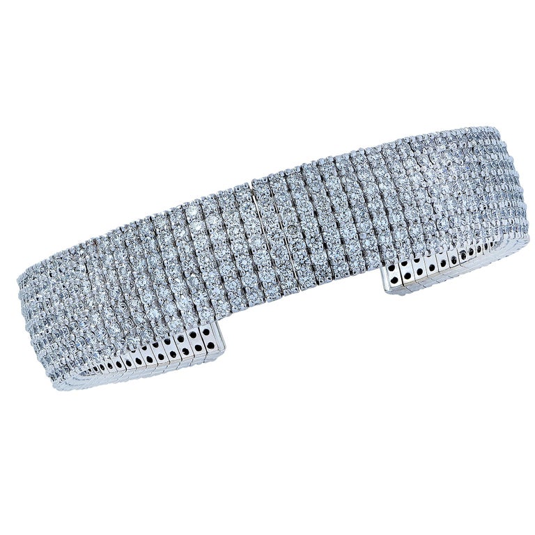 0.78 Carat Pave-Set Diamond Ebony Wood Cuff Bracelet For Sale at 1stdibs