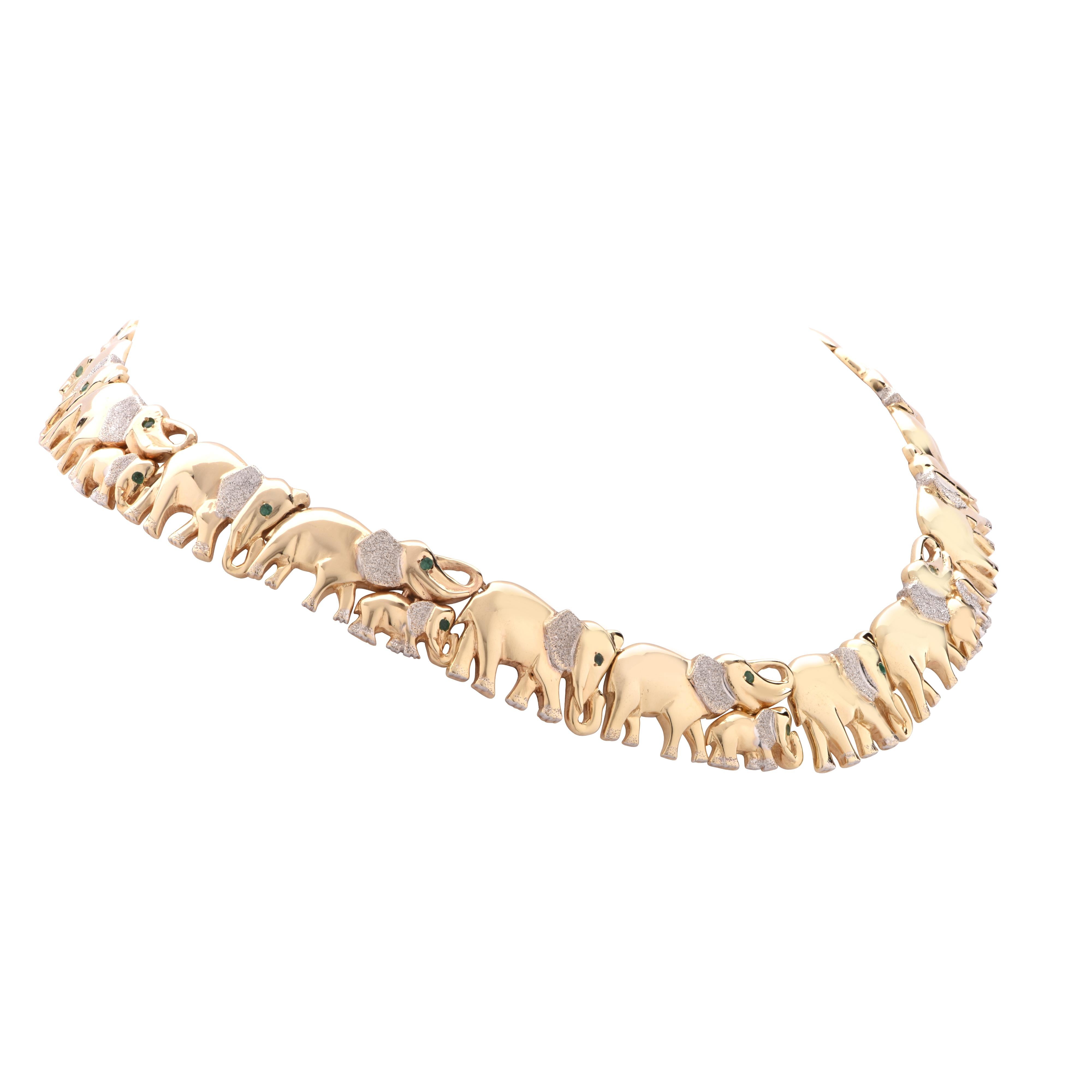 Modern Yellow Gold Elephant Necklace