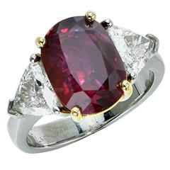 5 Carat Unheated Ruby Diamond Ring 6