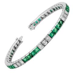 Tiffany & Co. Emerald Diamond Platinum Bracelet