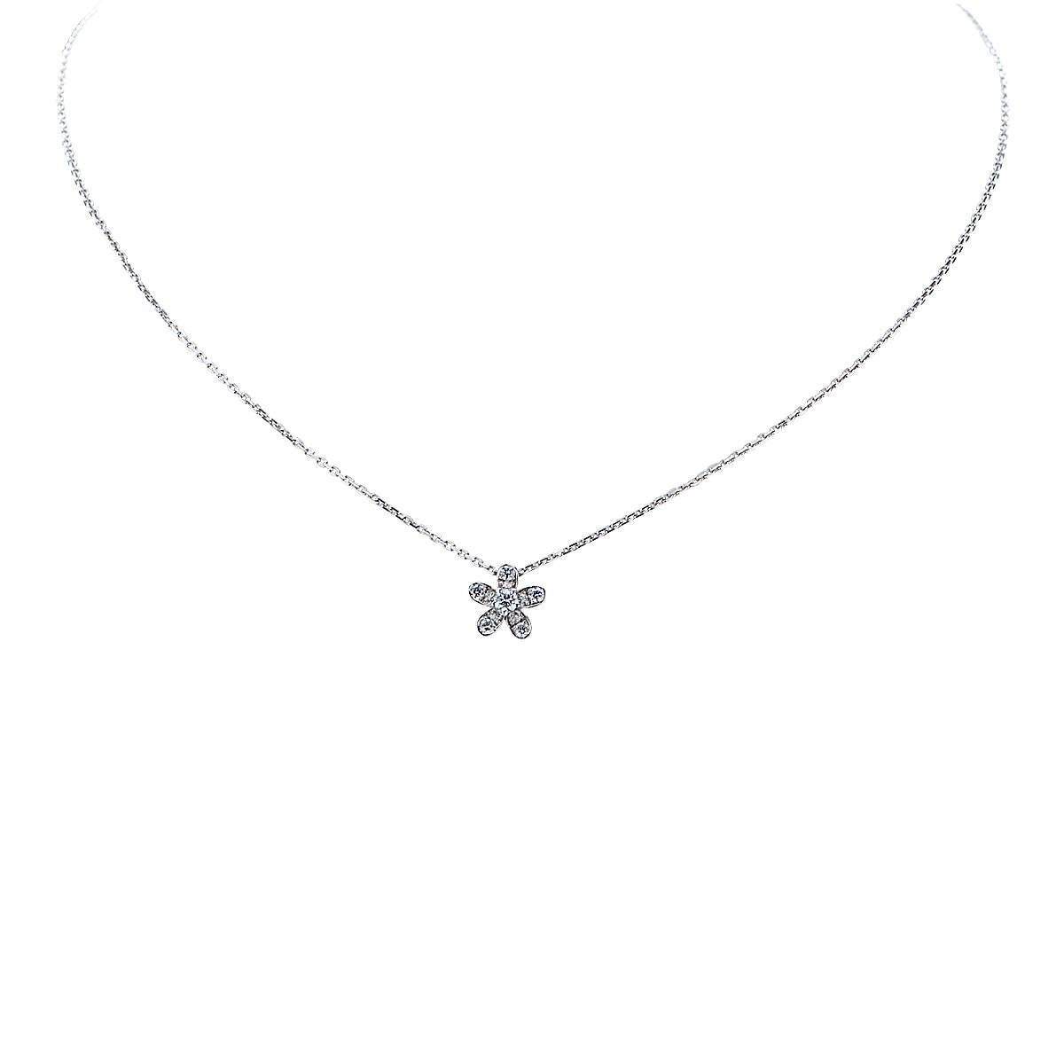 Van Cleef and Arpels Socrate Diamond Necklace Containing 11 Round Brilliant Cut Diamonds Weighing Approximately .30cts Set in 18 Karat White Gold.