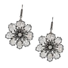 14.14 Carat Diamond Slice Gold Earrings 9