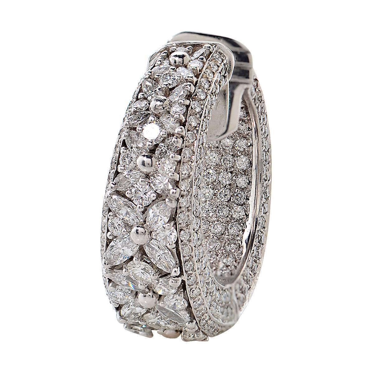 Platinum Earrings Set with Approximately 7.50cts of Marquise Cut and Round Brilliant Cut Diamonds, F Color, VS Clarity.