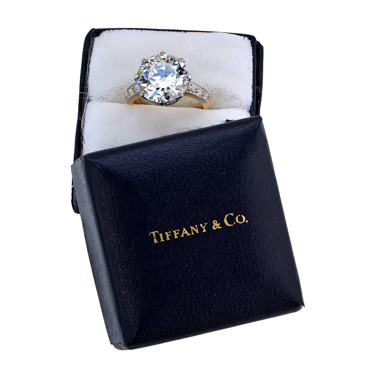 Tiffany & Co. 6.40 Carat Diamond Gold Platinum Engagement Ring In Excellent Condition In Miami, FL