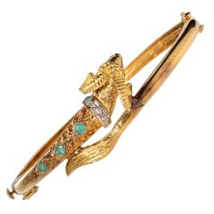 Antique Emerald and Diamond Bangle