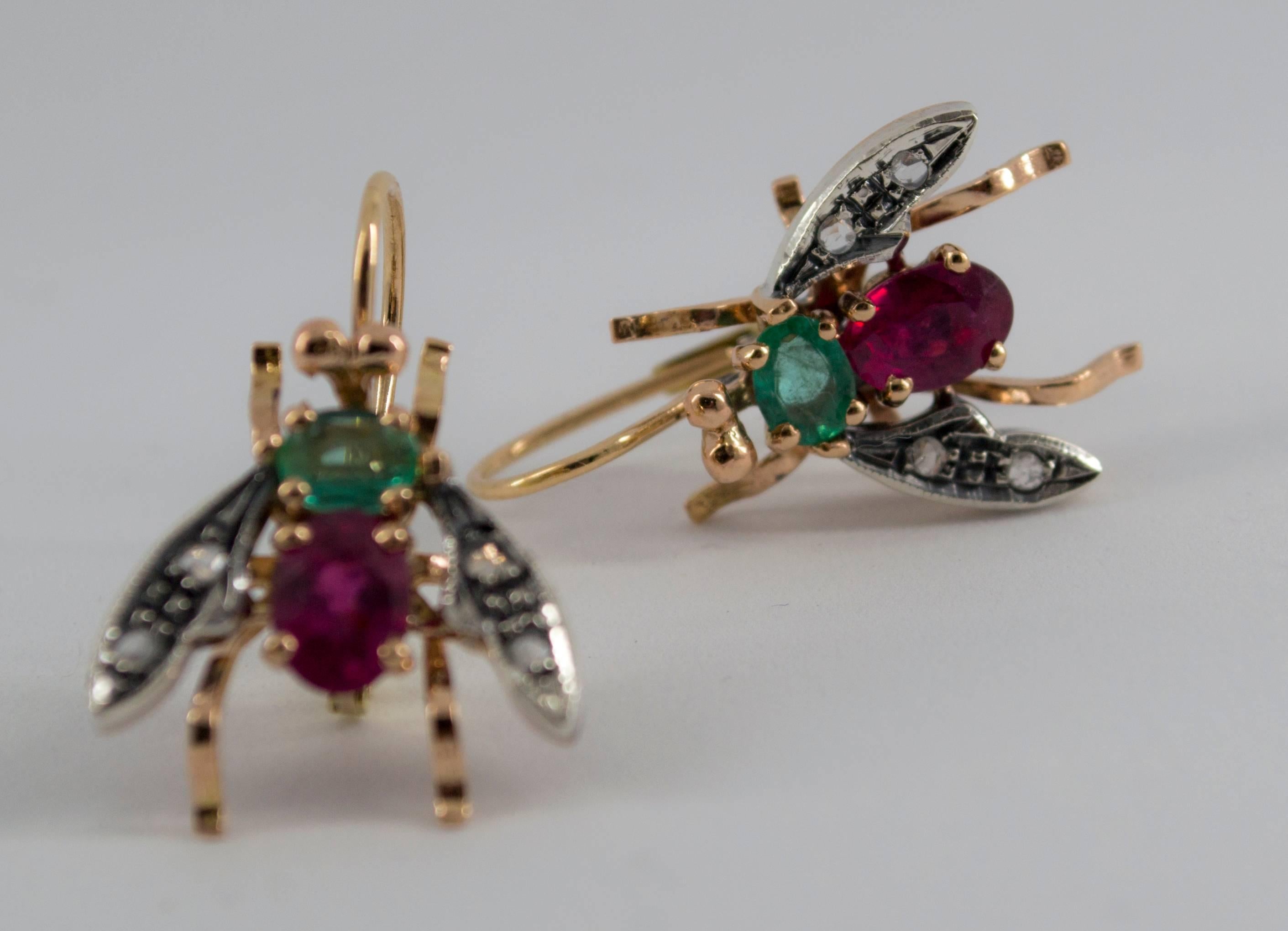 One of the most iconic earrings made by Luigi Ferrara: his flies earrings.
These Earrings are made of 9K Yellow Gold and Sterling Silver.
These Earrings have 0.10 Carats of White Diamonds.
These Earrings have 3.00 Carats of Ruby and Emerald, but