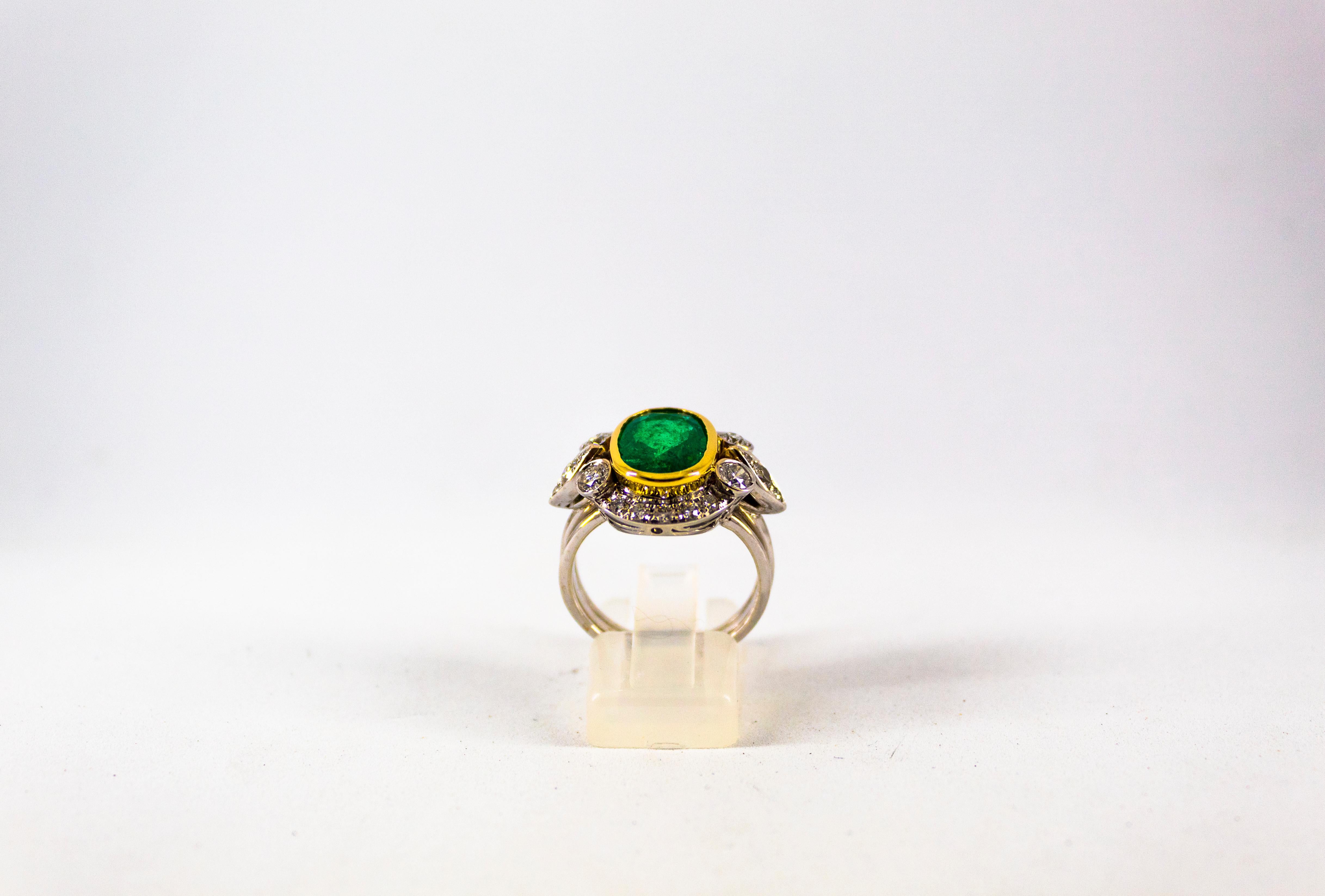 This Ring is made of 18K White Gold.
This Ring has 1.10 Carats of White Diamonds.
This Ring has a 3.48 Carats Colombia Emerald.
This Ring is inspired by Art Deco.
Size ITA: 17 USA: 8
We're a workshop so every piece is handmade, customizable and