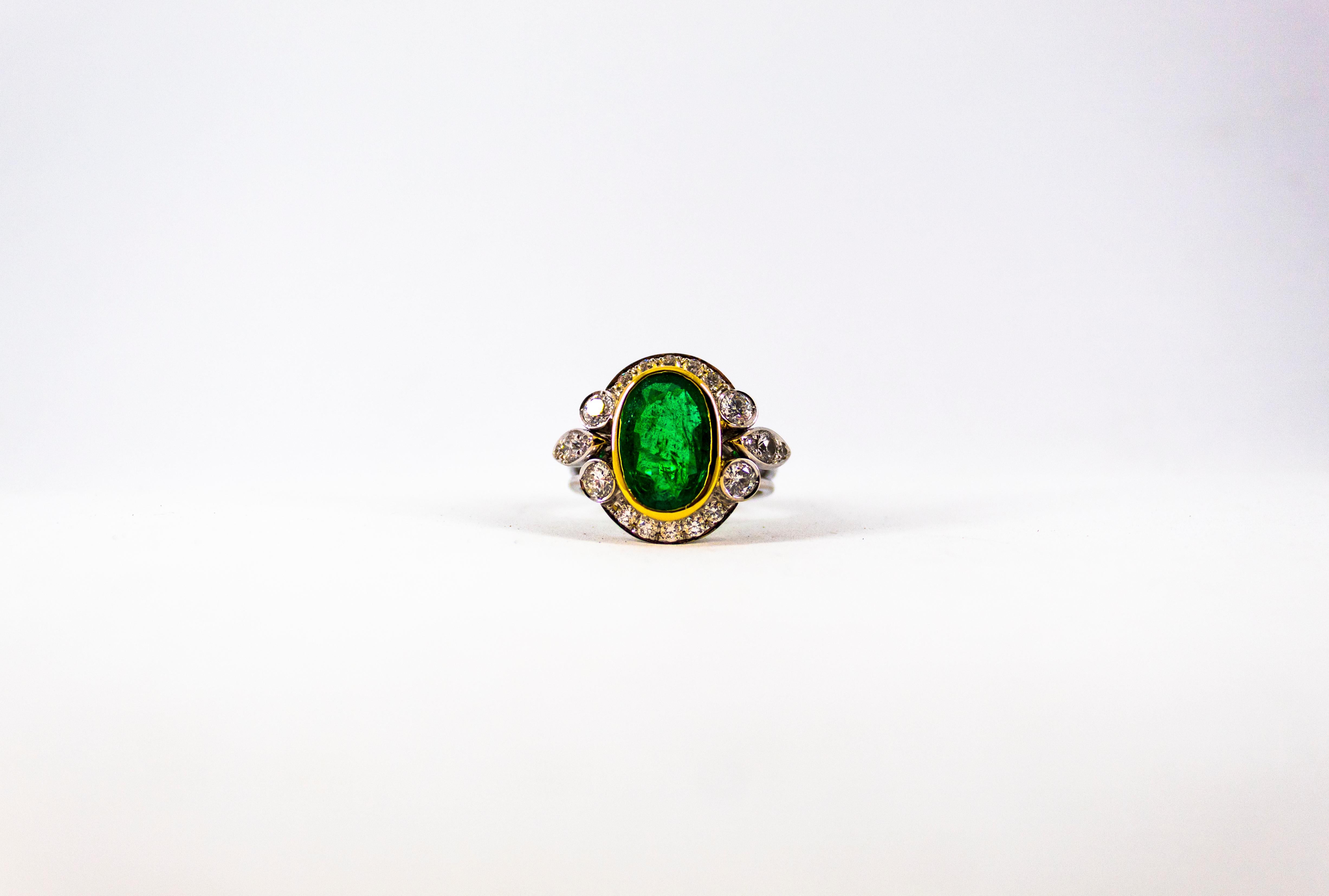 Art Deco 3.48 Carat Emerald 1.10 Carat White Diamond White Gold Cocktail Ring 5