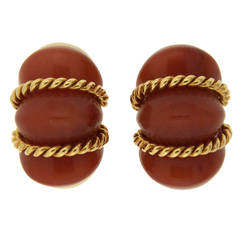 Valentin Magro Pink Aventurine Gold Shrimp Earrings 2