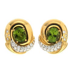 Peridot Diamond Gold Fold Over Earrings 8