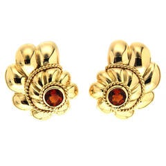 Citrine Gold Scalloped Shell Earrings 3