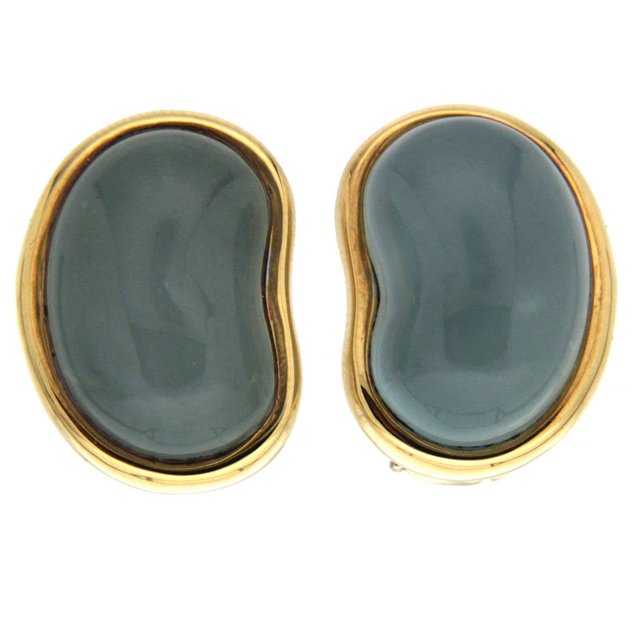 Aquamarine Gold Bean Shaped Earrings