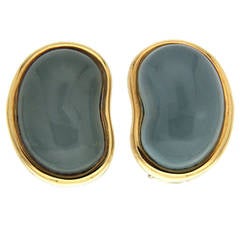 Aquamarine Gold Bean Shaped Earrings