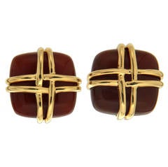 Valentin Magro Carnelian Woven Gold Square Earrings 8