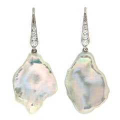 Freshwater Pearl Diamond Gold Drop Earrings 10