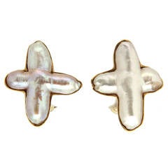 Valentin Magro Baroque Cultured South Sea Pearl Gold Cross Earrings 9