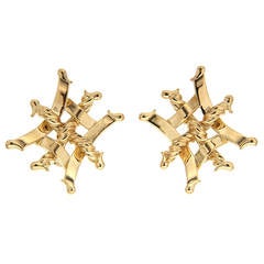 Large Gold Trellis Rope Earrings 3