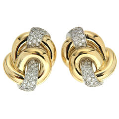 Diamond Gold Platinum Double Circle Earrings 12